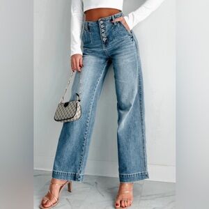 Arlo multi-button straight leg loose jeans